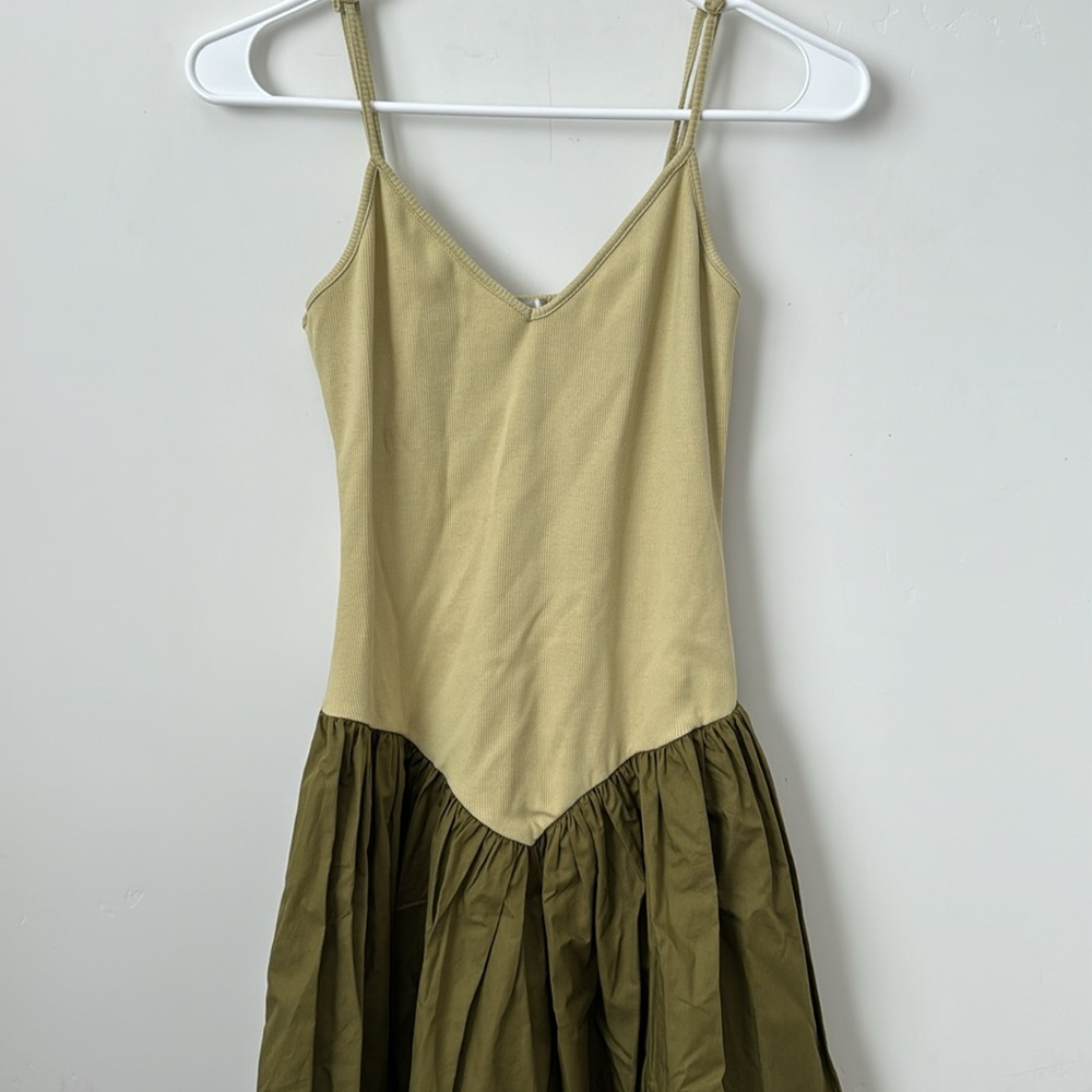Anthropologie Maeve Sleeveless Ribbed DropWaist Poplin Twofer Midi Dress Size:XS - Picture 5 of 10